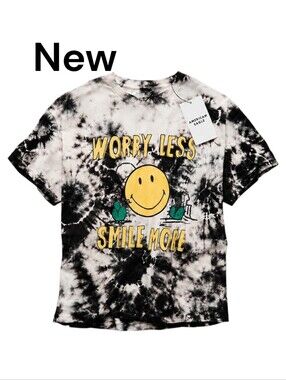 New! AE Unisex Smiley Face Tie Dye Graphic Tee XL Worry Less Smile More
